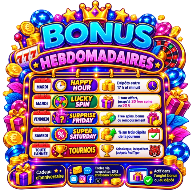 Lucky8 Bonus hebdomadaires